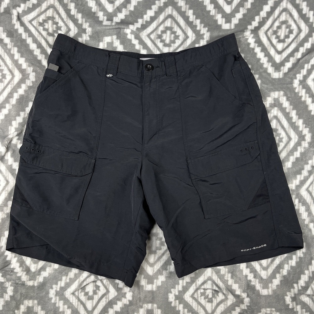 Columbia Shorts Mens 38(36") Black PFG Permit II Omni-Shade Fishing Stretch Flex